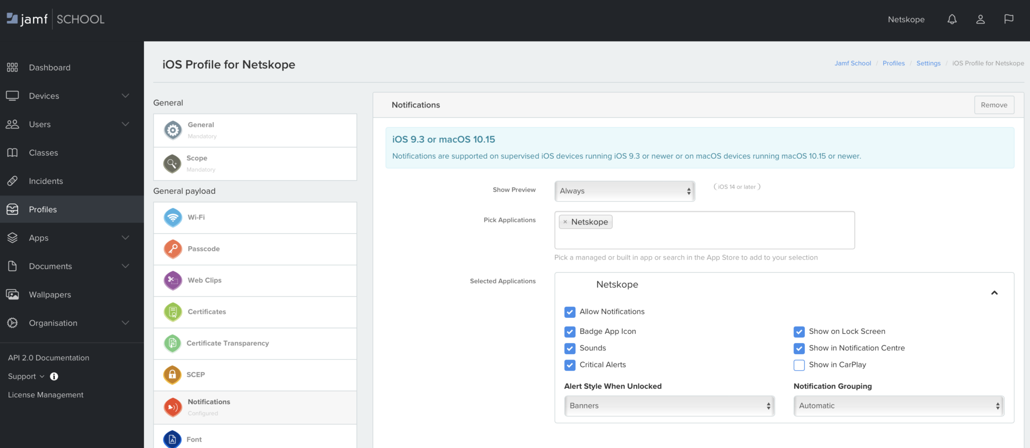 Jamf School - Netskope Knowledge Portal