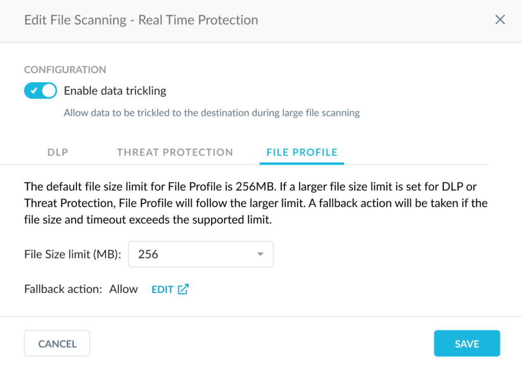 File Profile tab for Advanced File Scanning.