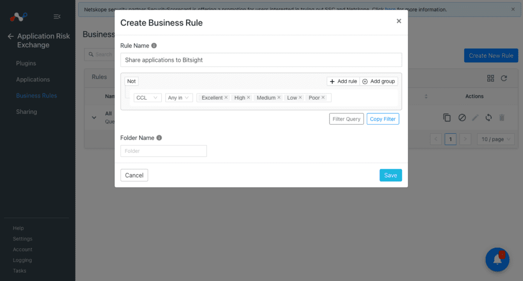 BitSight Plugin for Application Risk Exchange - Netskope Knowledge Portal