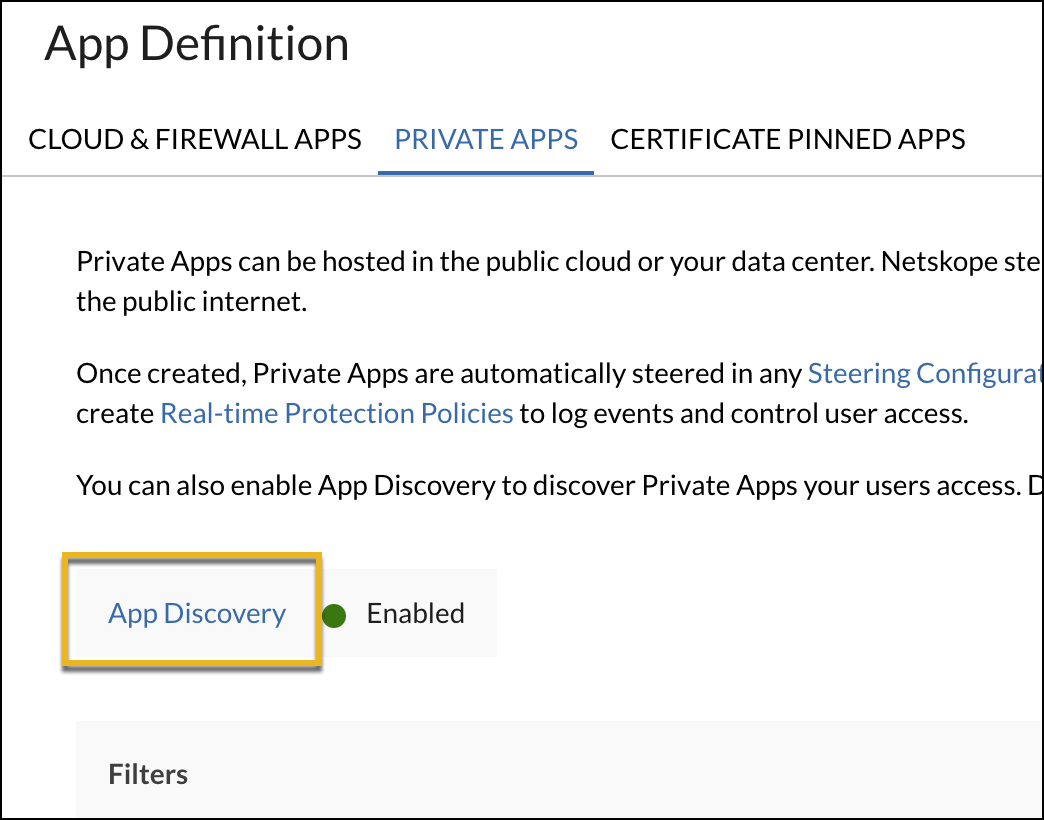 Configure App Discovery for Private Apps - Netskope Knowledge Portal