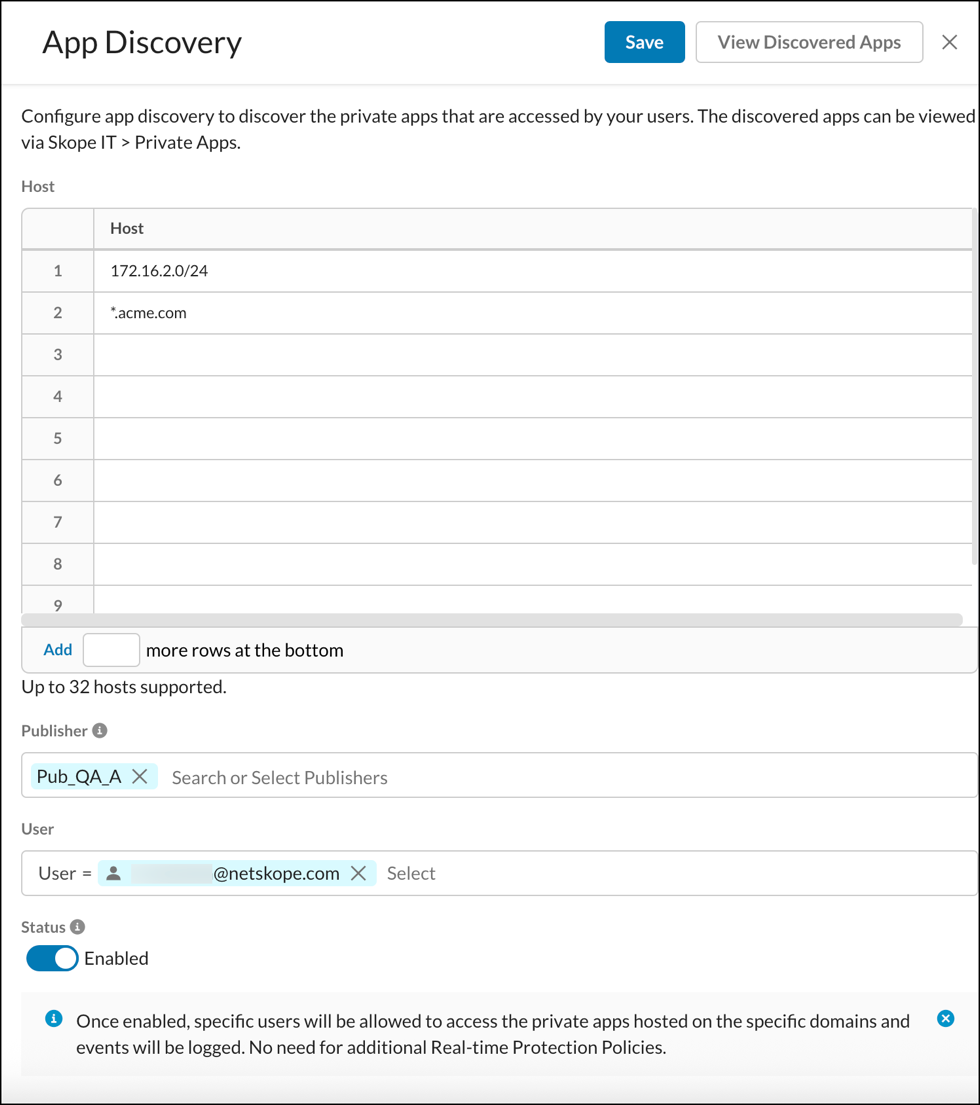 Configure App Discovery for Private Apps - Netskope Knowledge Portal